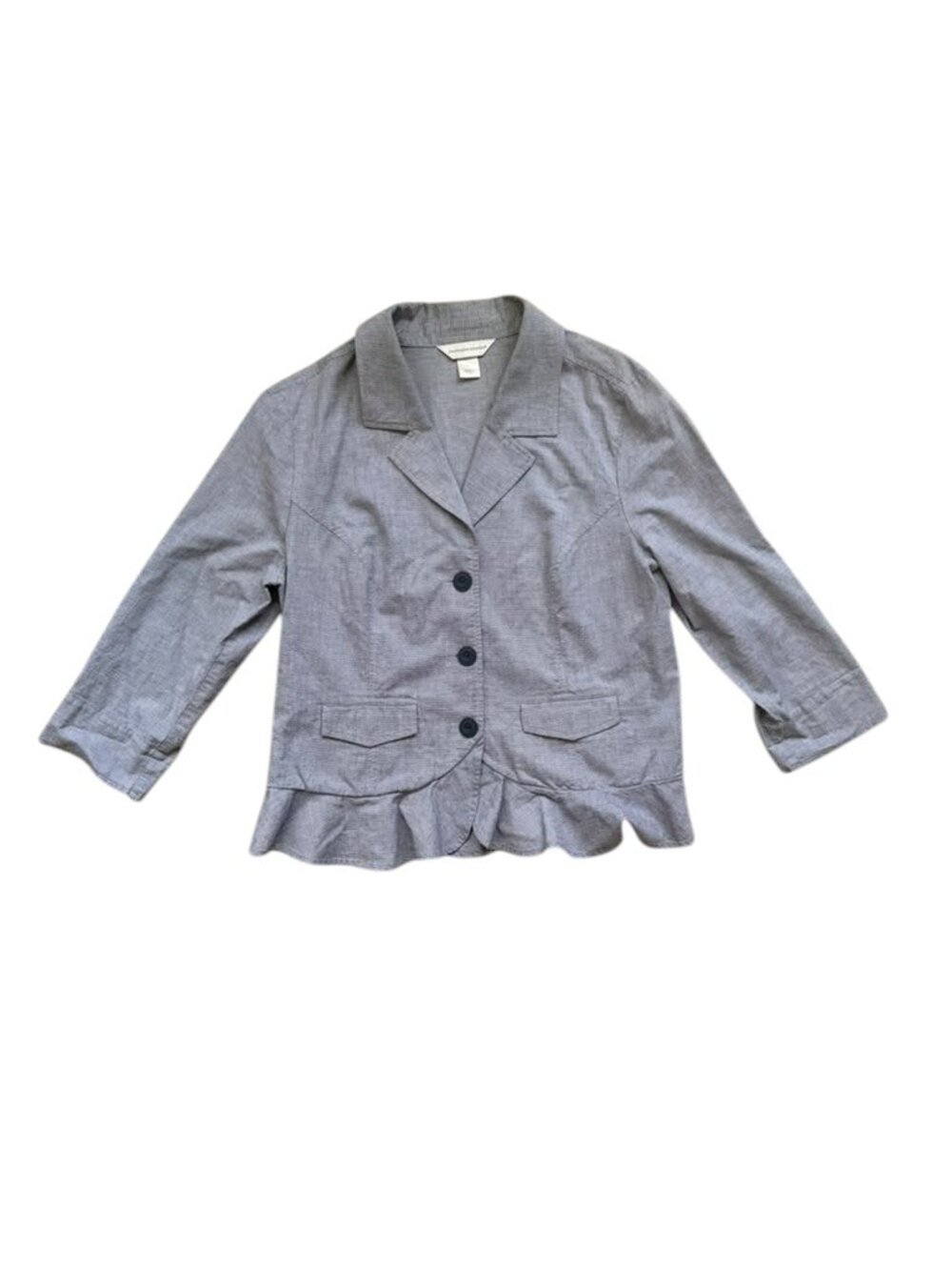 Christopher & Banks Womens L Gray Blazer Jacket 3 Button Career Workwear.